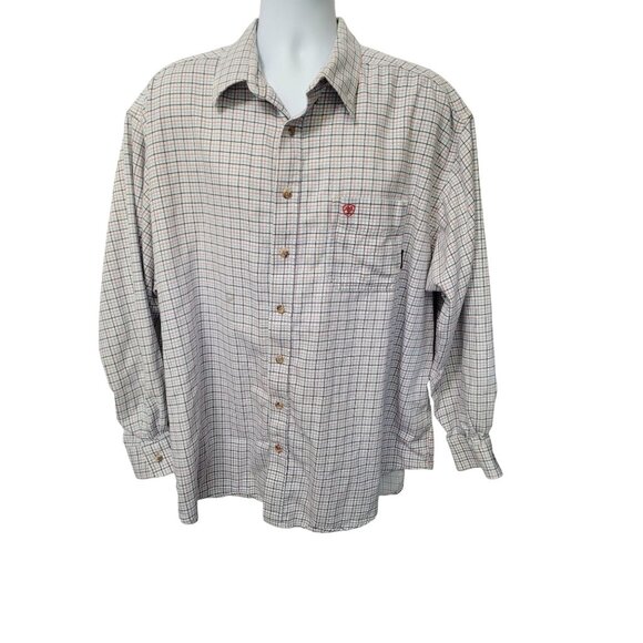 Ariat Work FR Mens Plaid Long Sleeve Button-Down Shirt XXL Flame-Resistant Cotto - Picture 1 of 12